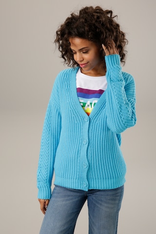 Aniston CASUAL Knit Cardigan in Blue: front