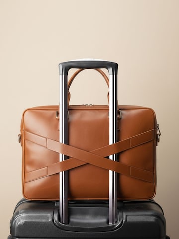 NEGOTIA Leather Laptoptas 'Sorel' in Bruin