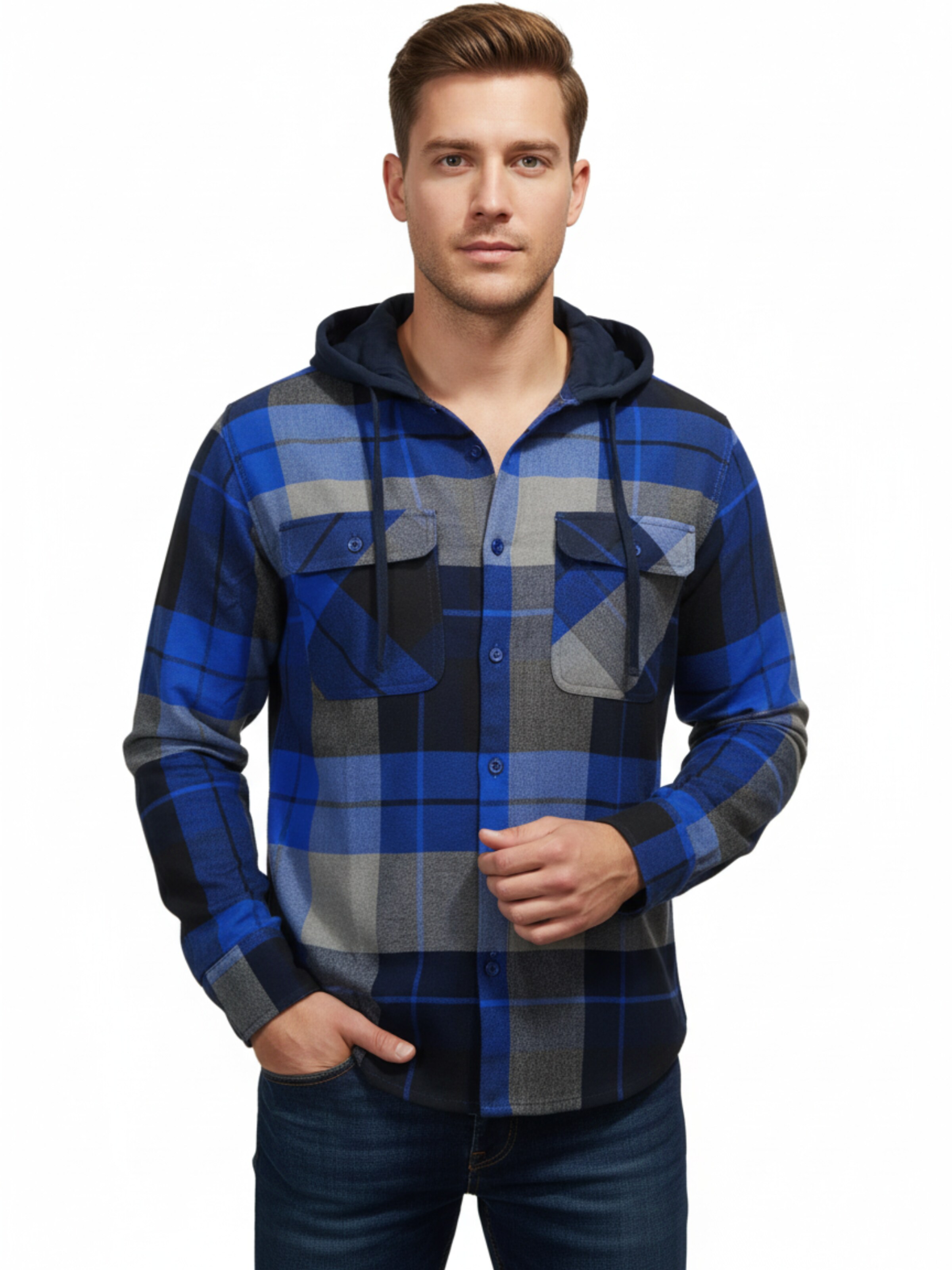 Radwa Regular fit Button Up Shirt in Blue