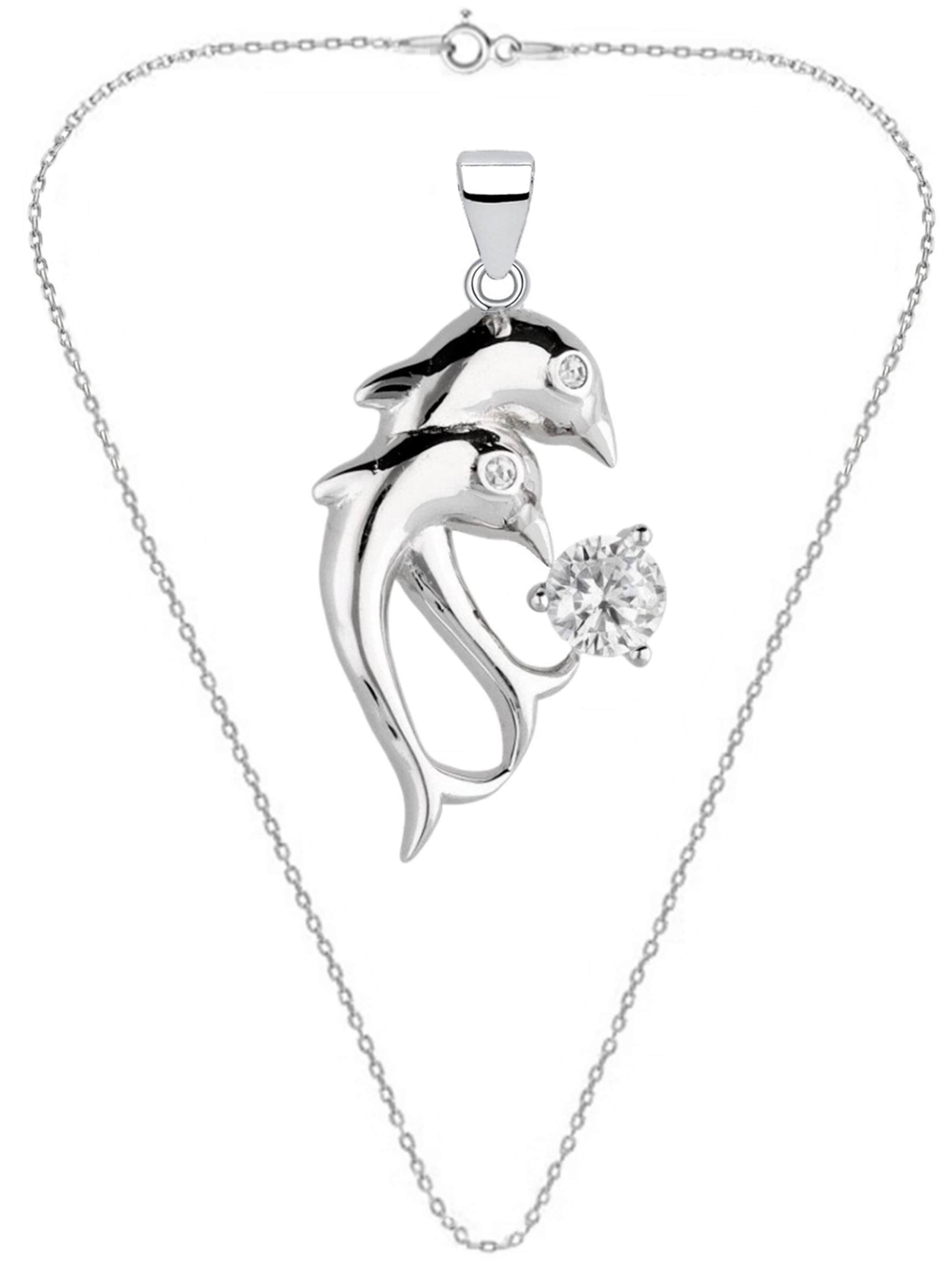 Goldene Hufeisen Kette 'Delfine'‌ in Silber: Vorderseite