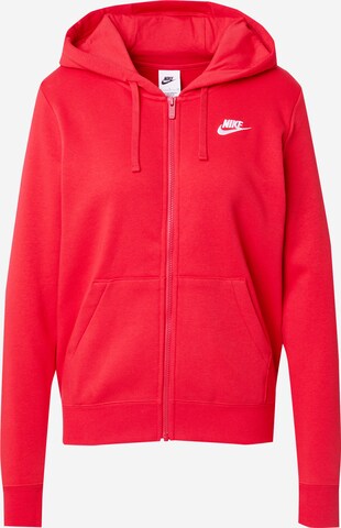 Nike Sportswear Zip-Up Hoodie 'Club Fleece' in Red: front