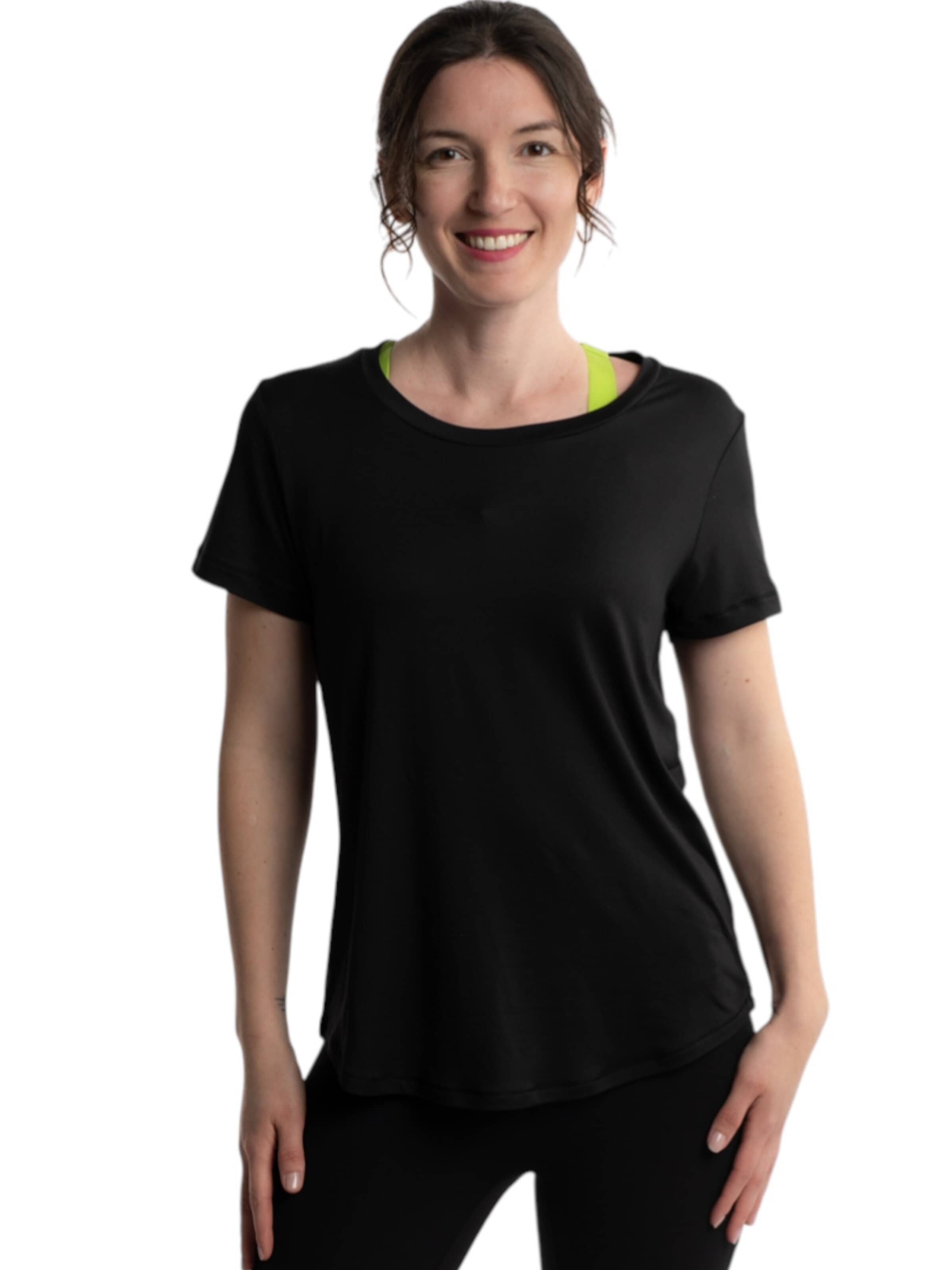 mymotus Functioneel shirt 'mymotus® , ladies fitness T-Shirt, YW22' in Zwart: voorkant