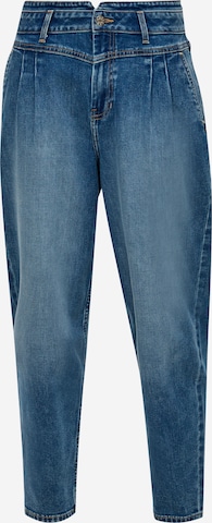 s.Oliver Tapered Pleated Jeans in Blue: front