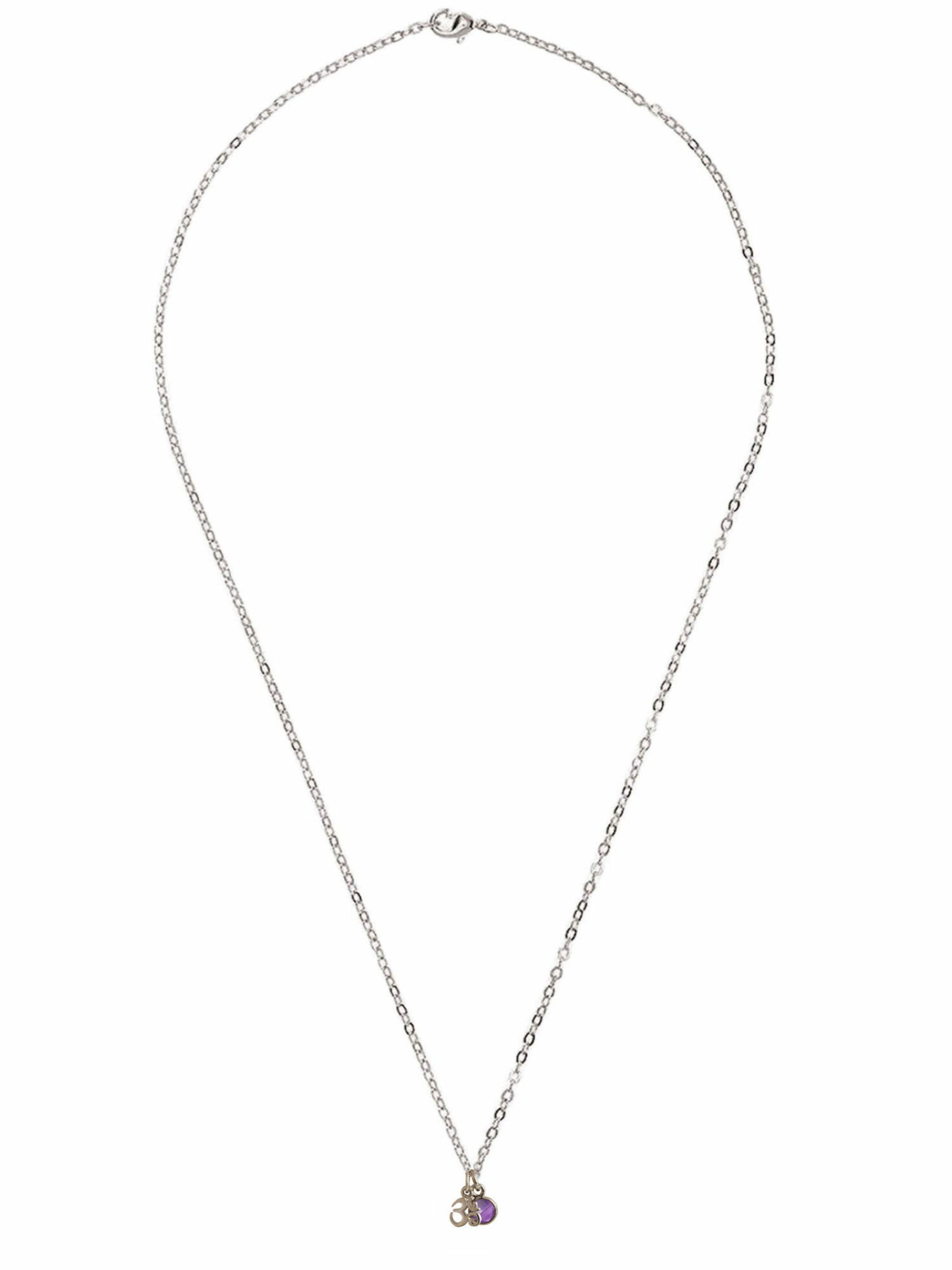Gemshine Necklace 'Yoga Meditation Ohm' in Silver: front