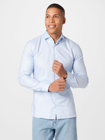 OLYMP Slim fit Zakelijk overhemd in Blauw: voorkant