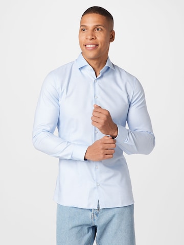 OLYMP Slim fit Zakelijk overhemd in Blauw: voorkant