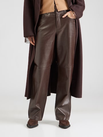 VILA ROUGE EDIT Wide leg Trousers 'ROUCAMDEN' in Brown: front