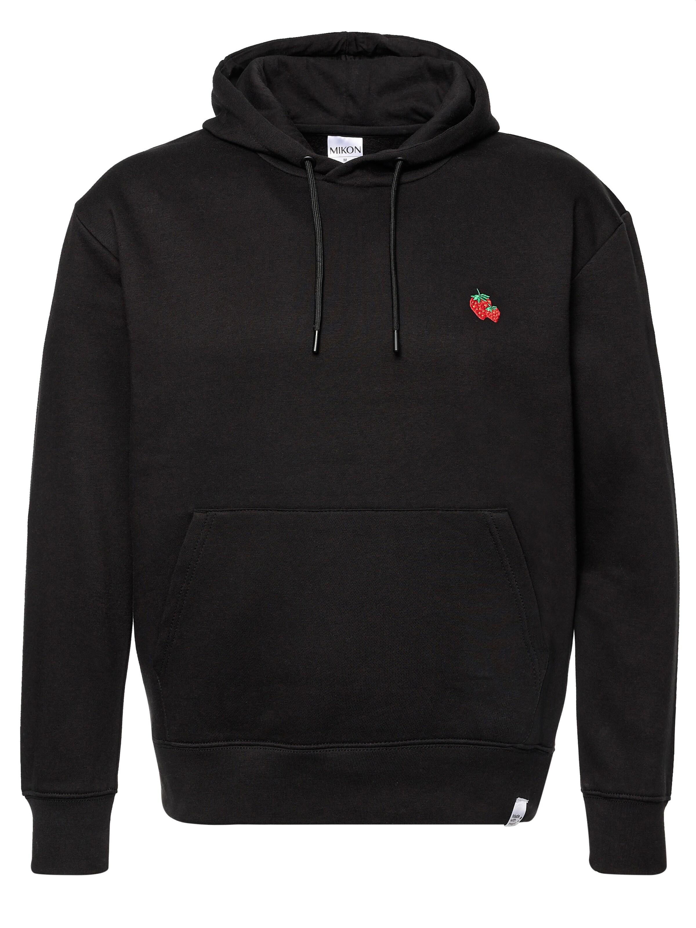 Mikon Sweatshirt 'Erdbeere' in Schwarz: Vorderseite