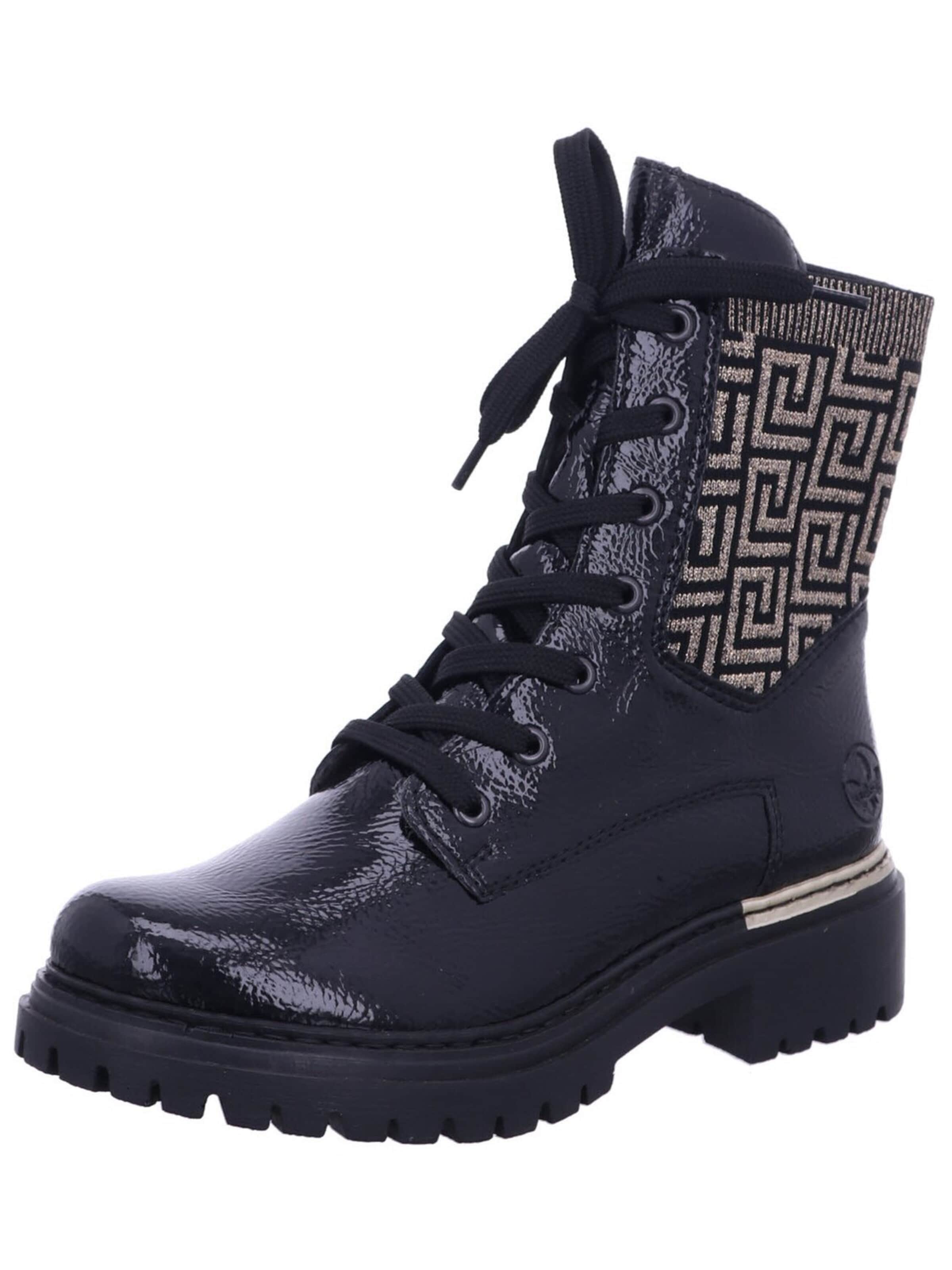 Rieker Laarzen 'Stiefeletten/Boot Damen 72607-00 Kunststoff (Synthetik) in schwarz' in Zwart: voorkant