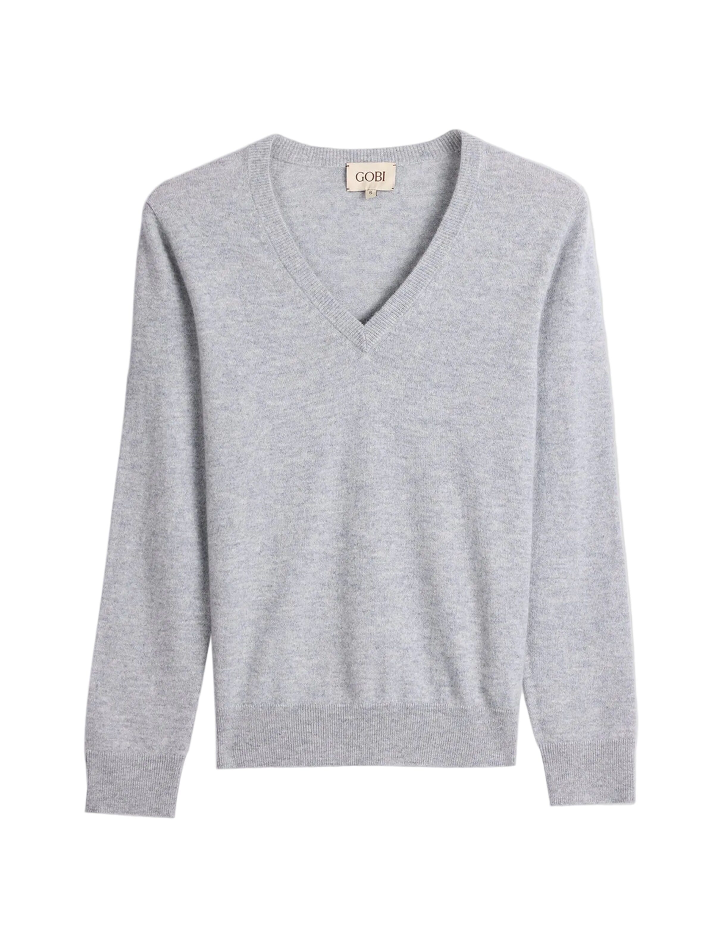 GOBI Cashmere Pullover 'Women's Timeless Cashmere V-Neck Sweater'‌‌ in Grau: Vorderseite