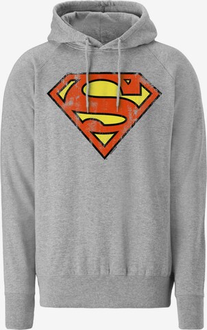 LOGOSHIRT Kapuzenpullover 'DC - Superman Logo' in Grau: predná strana