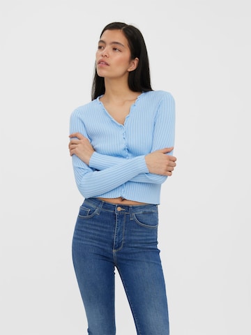 VERO MODA Knit Cardigan 'Elly' in Blue: front