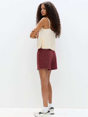 Pull&Bear Loosefit Broek in Rood