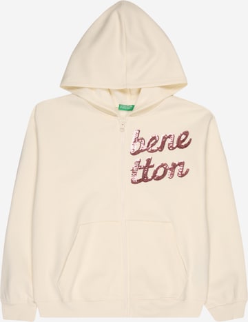 UNITED COLORS OF BENETTON Zip-Up Hoodie in White: front