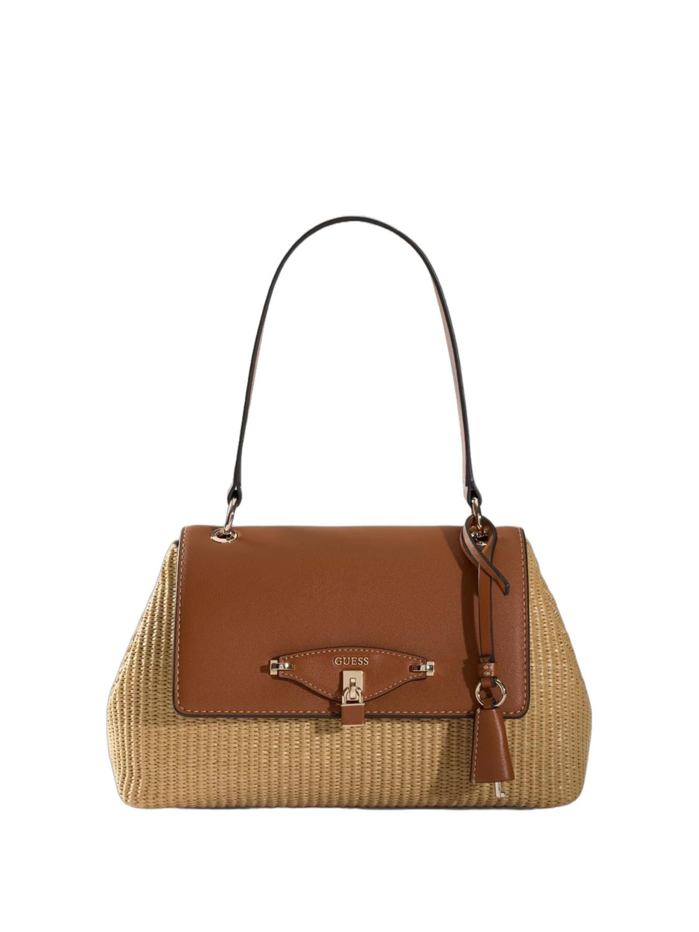 GUESS Handväska 'Guess Sac à Rabat Maggie Natural/Caramel' i beige: framsida