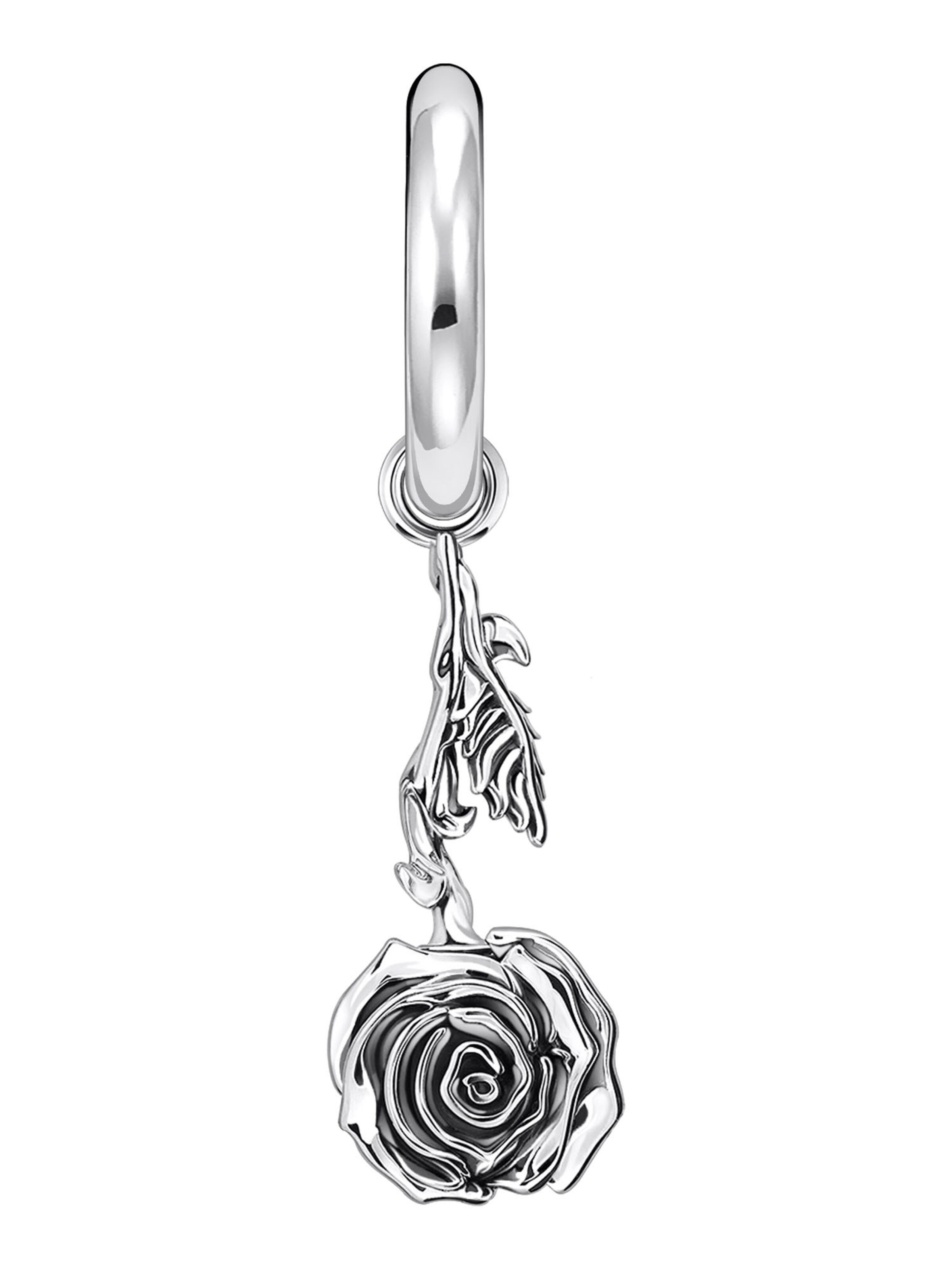 Thomas Sabo Einzel-Creole 'Midnight Rose' in Silber: Vorderseite