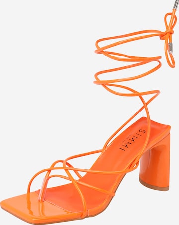Simmi London T-Bar Sandals 'RHIA' in Orange: front