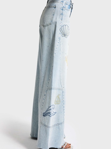 IT'S BASIC Wide leg Jeans 'RHINESTONE PALAZZO MID RISE JEANS' in Blauw