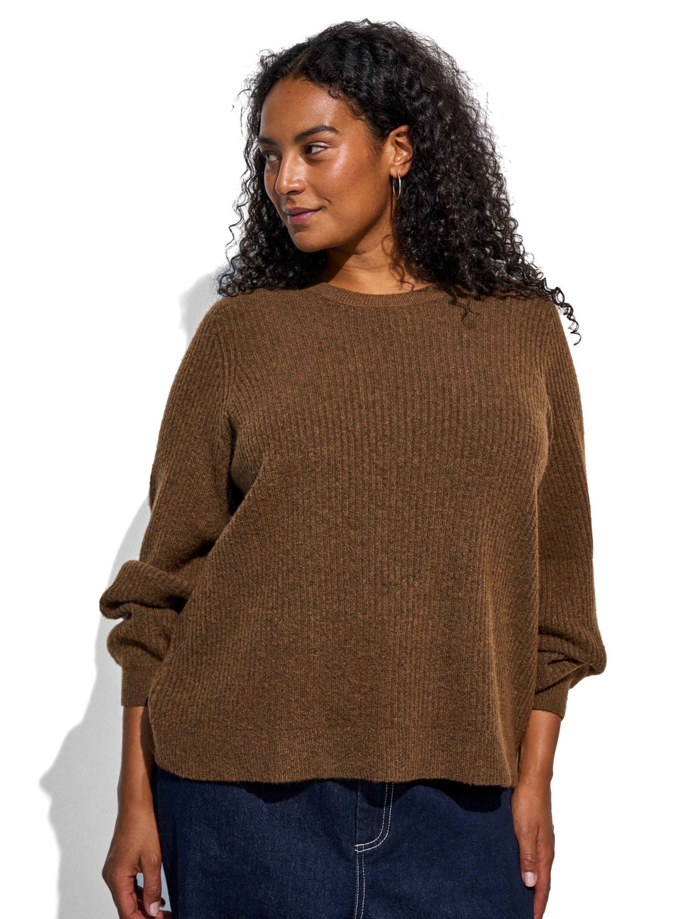 Pull-over 'CAVISTA' Zizzi en marron : devant