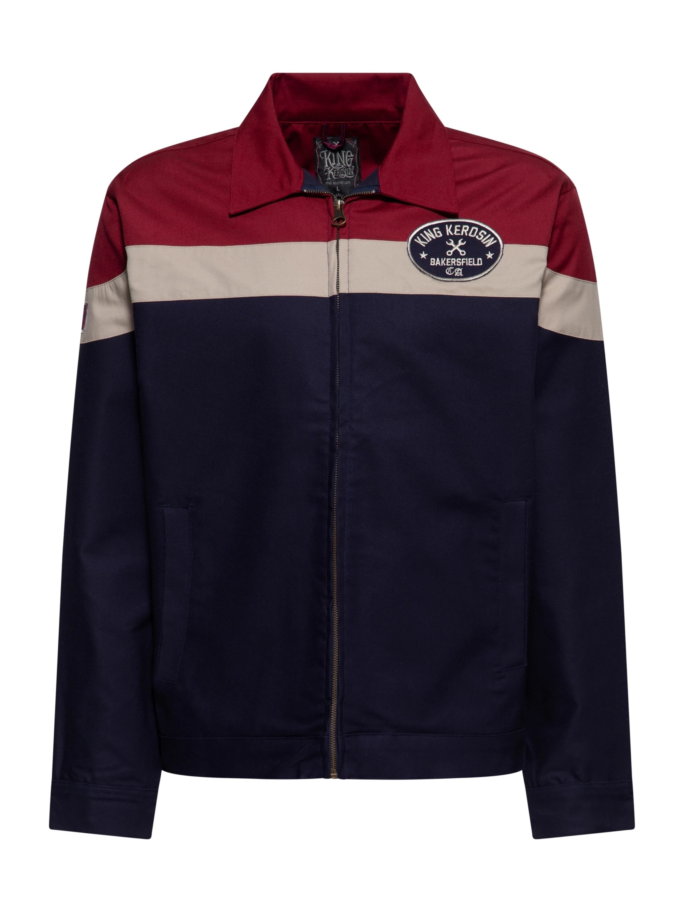 King Kerosin Between-Season Jacket 'Bakersfield' in Blue: front