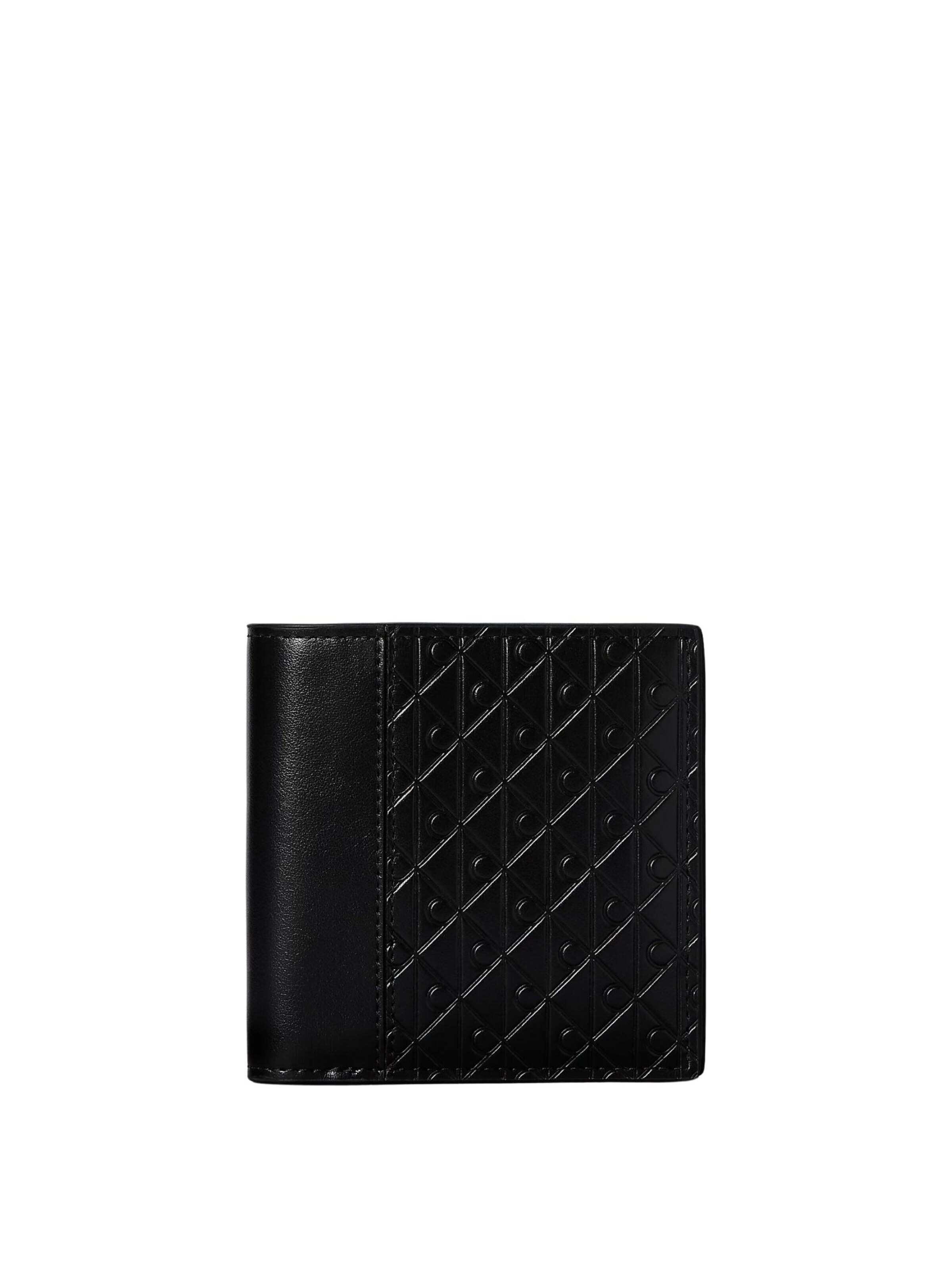 Calvin Klein Plånbok 'CALVIN KLEIN REFINED EMBLEM MIX SLIM TRIFOLD Portafoglio' i svart: framsida