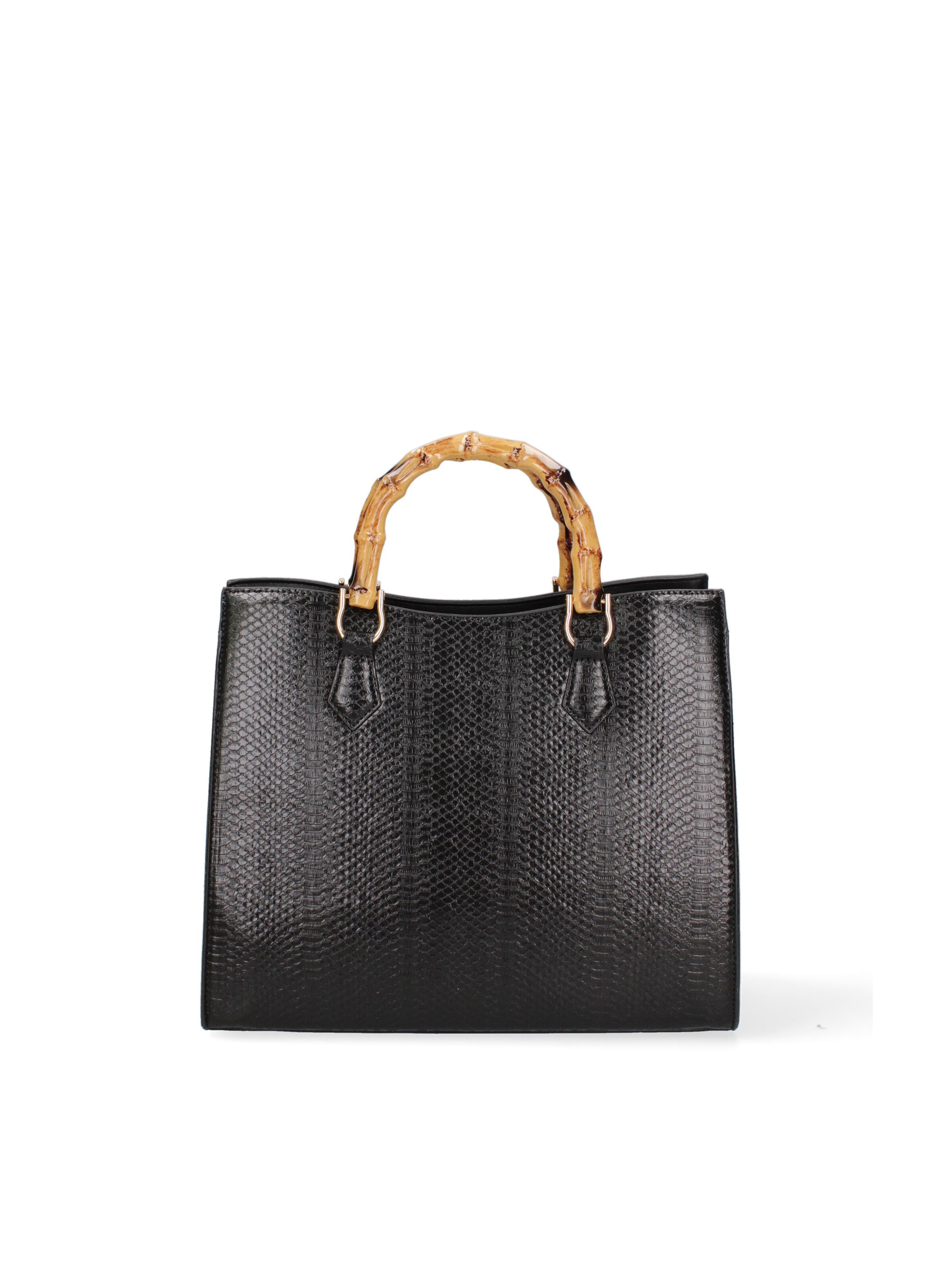 Borsa a spalla 'Borsa a Spalla Donna Ecopelle Vegana con Manico Bambù' di Diana&Co. in nero