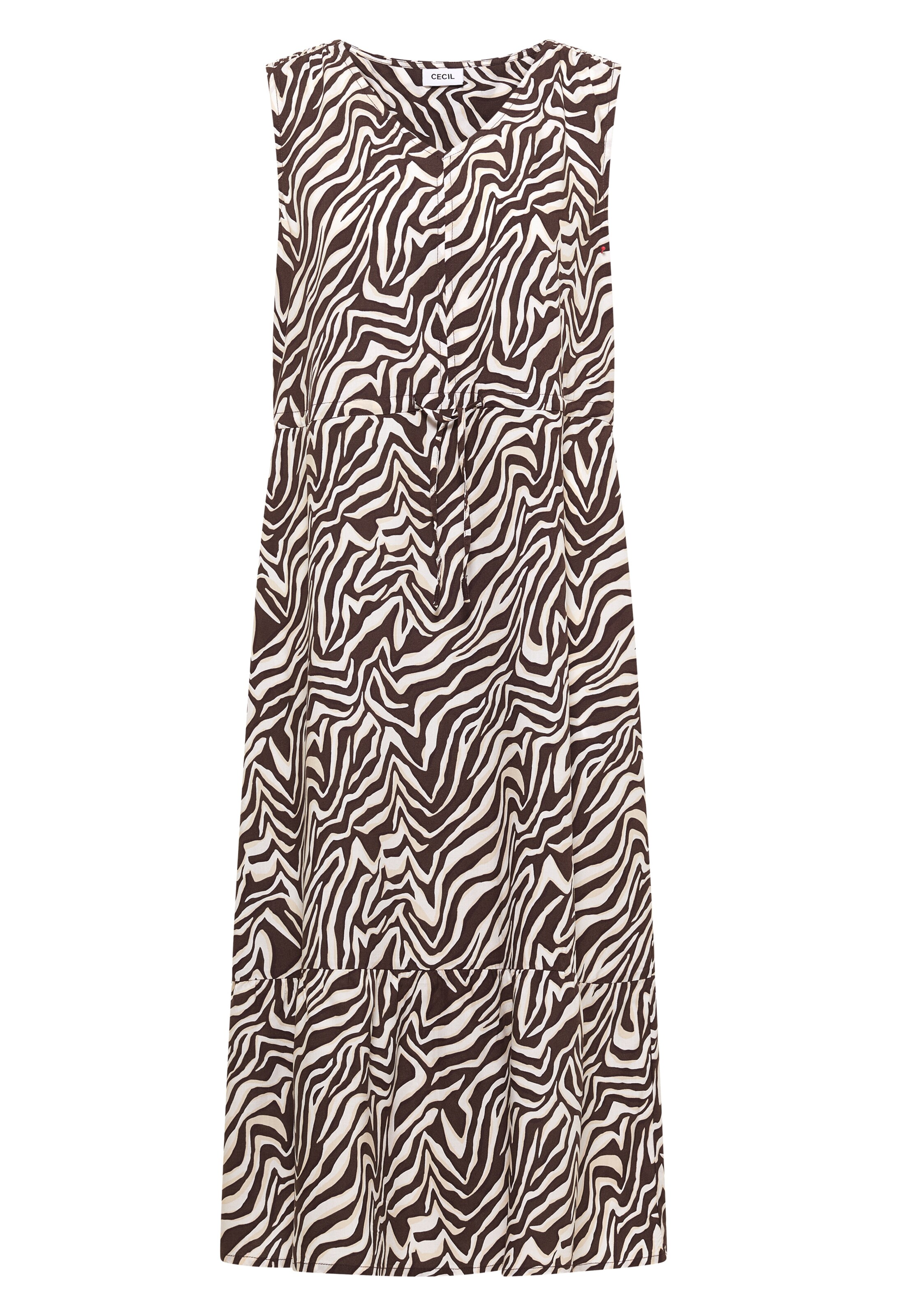 CECIL Midikleid mit V-Neck und Zebraprint in 40 in braun, Produktansicht