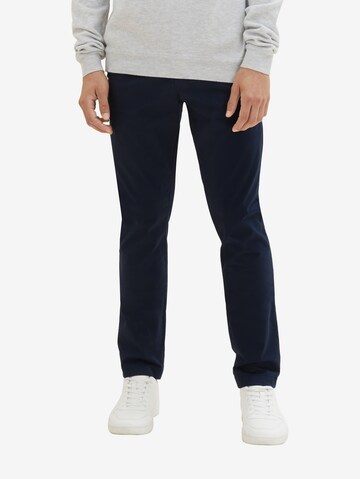 Coupe slim Pantalon chino TOM TAILOR en bleu : devant