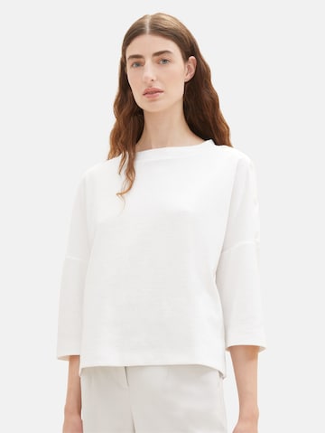 Sweat-shirt TOM TAILOR en blanc : devant