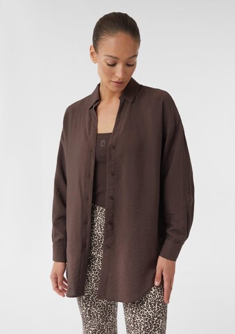 comma casual identity Blouse in Bruin: voorkant