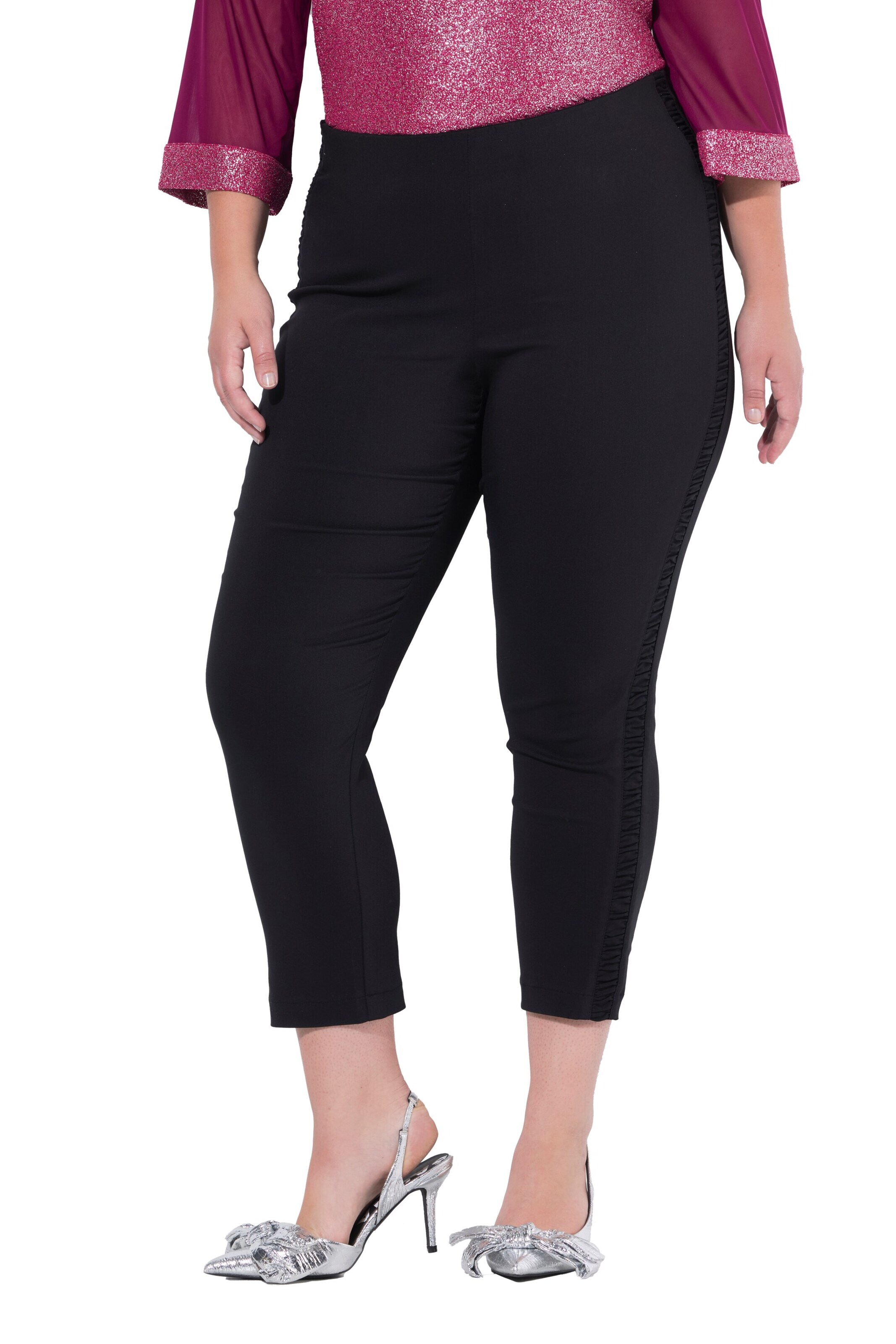 MIAMODA Slim fit Trousers in Black: front