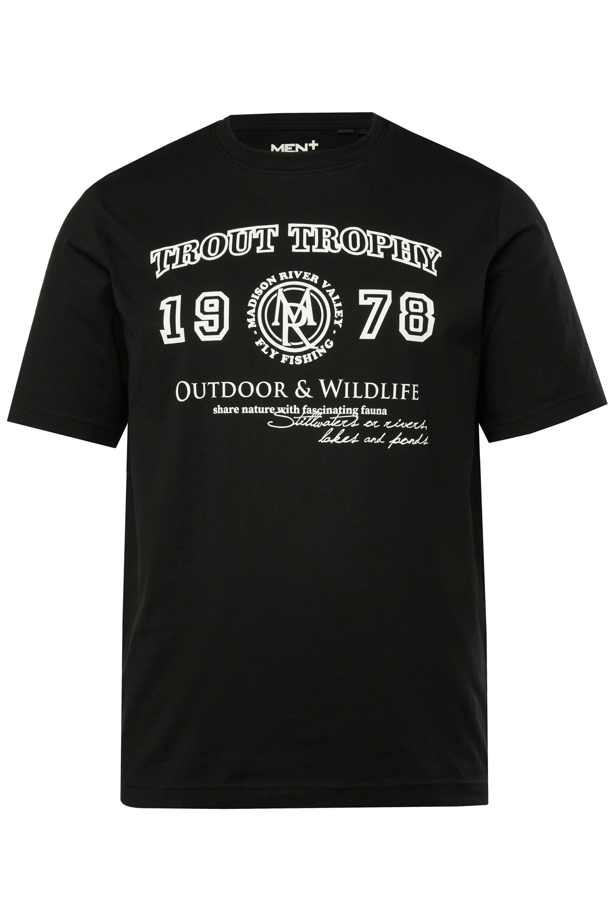 Men Plus T-Shirt in Schwarz: Vorderseite