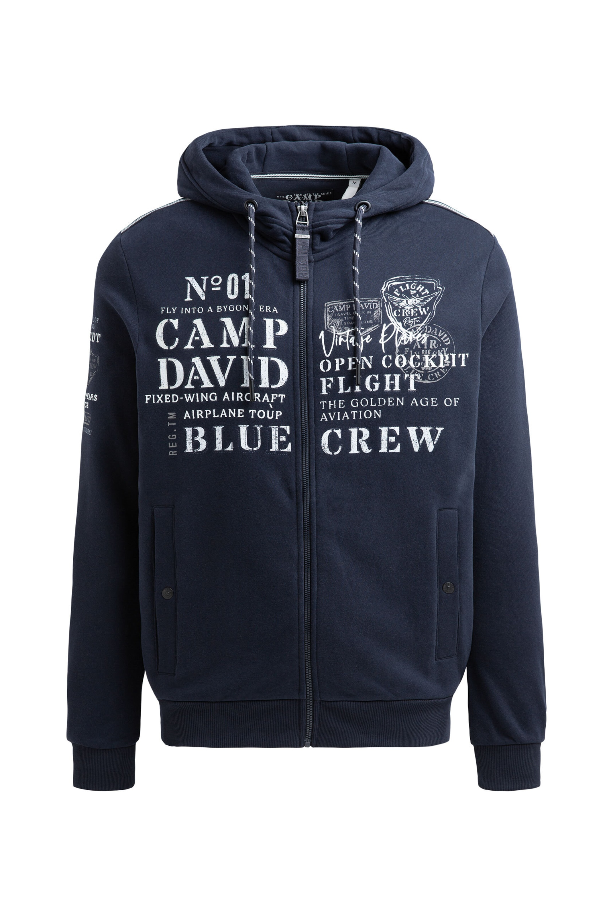 CAMP DAVID Zip-Up Hoodie in Blue: front