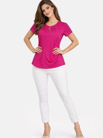 REGINA FASHION Bluza 'Short Sleeve Blouse with Pleated Neckline' | roza barva