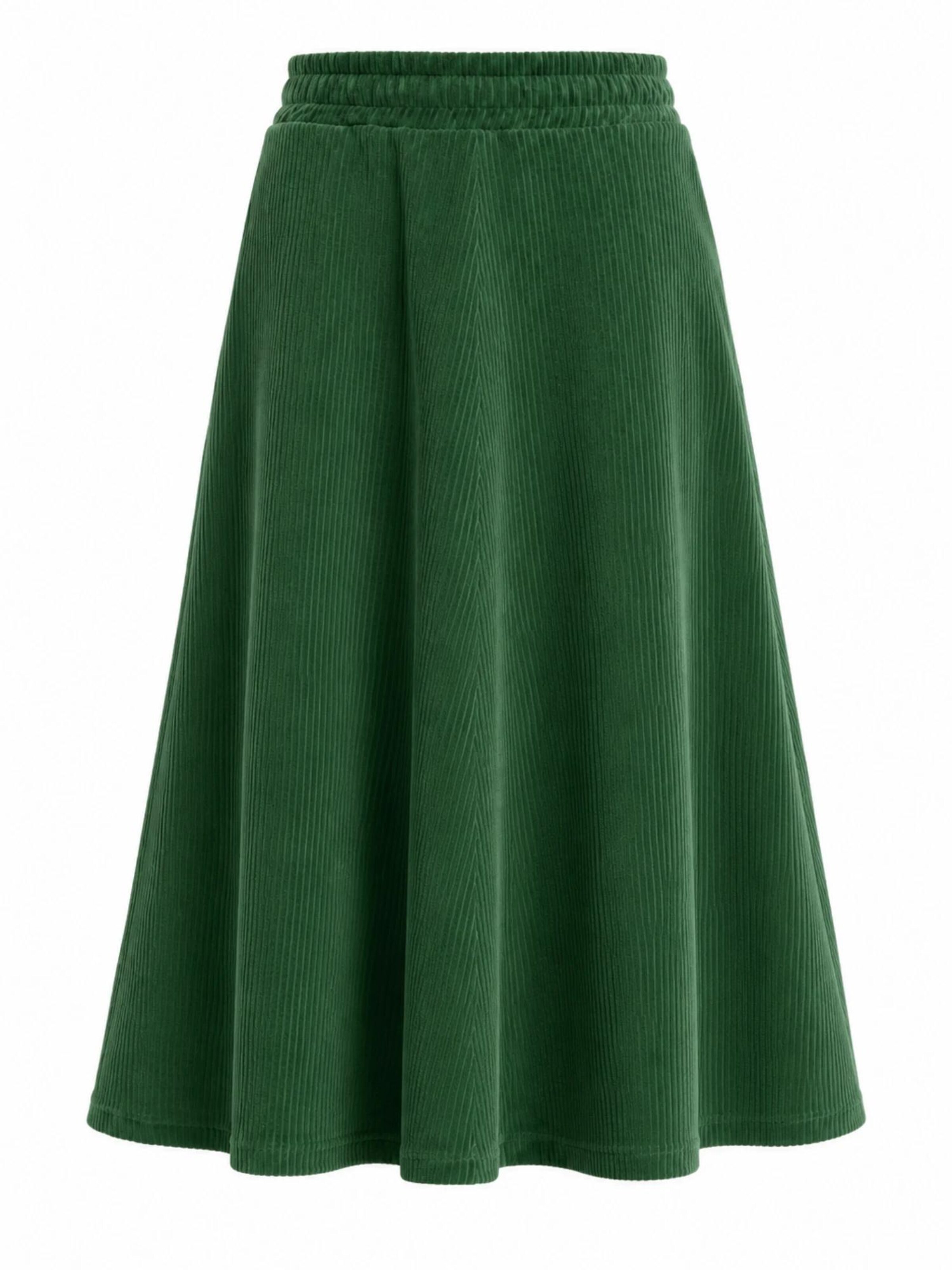 Leela COTTON Skirt 'Damen Bio-Baumwoll Cord Rock' in Green: front