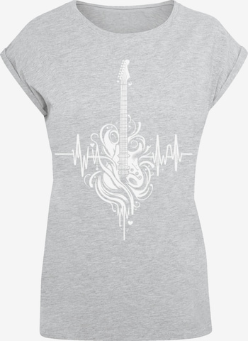 F4NT4STIC T-Shirt 'Gitarre Heartbeat' in Grau: Vorderseite