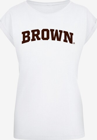 Merchcode Shirt 'Brown University - Script' in Wit: voorkant