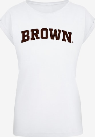 Merchcode Shirt 'Brown University - Script' in Wit: voorkant