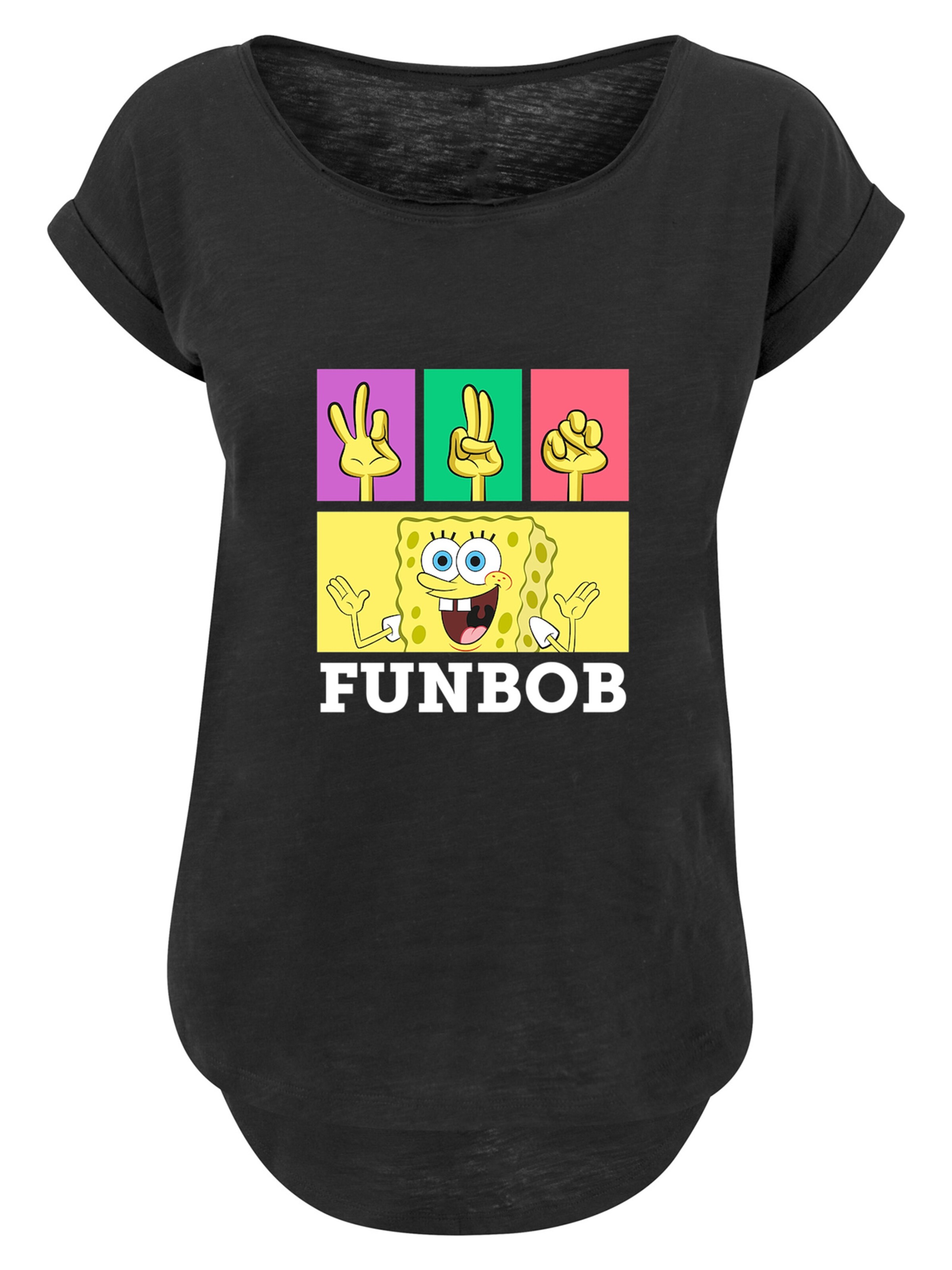 F4NT4STIC Shirt 'Spongebob' in Zwart: voorkant