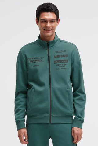CAMP DAVID Zip-Up Hoodie in Green: front