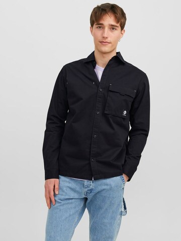 JACK & JONES Comfort fit Button Up Shirt in Black: front