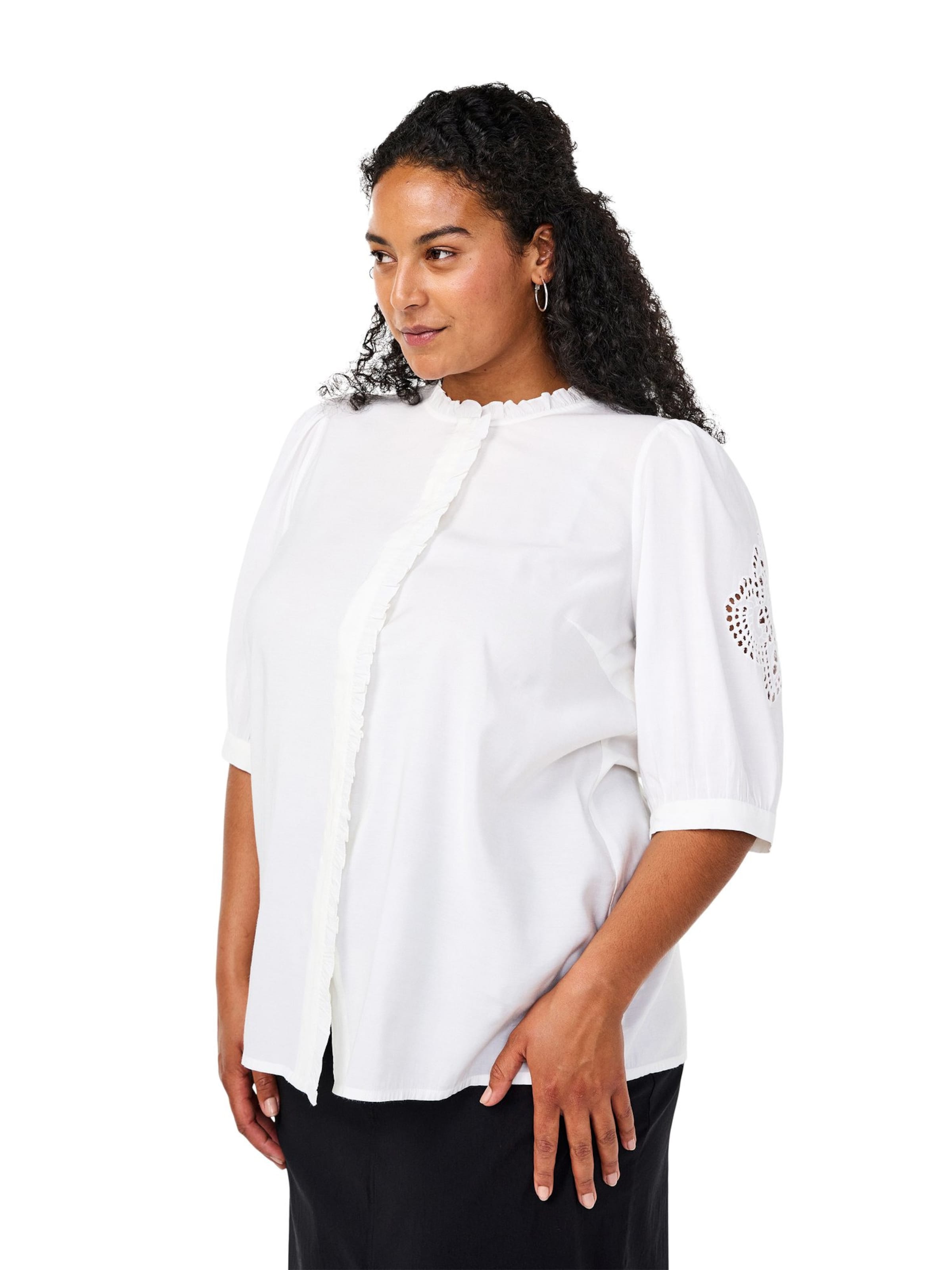 Camicia da donna 'ESASIA' di Zizzi in bianco: frontale