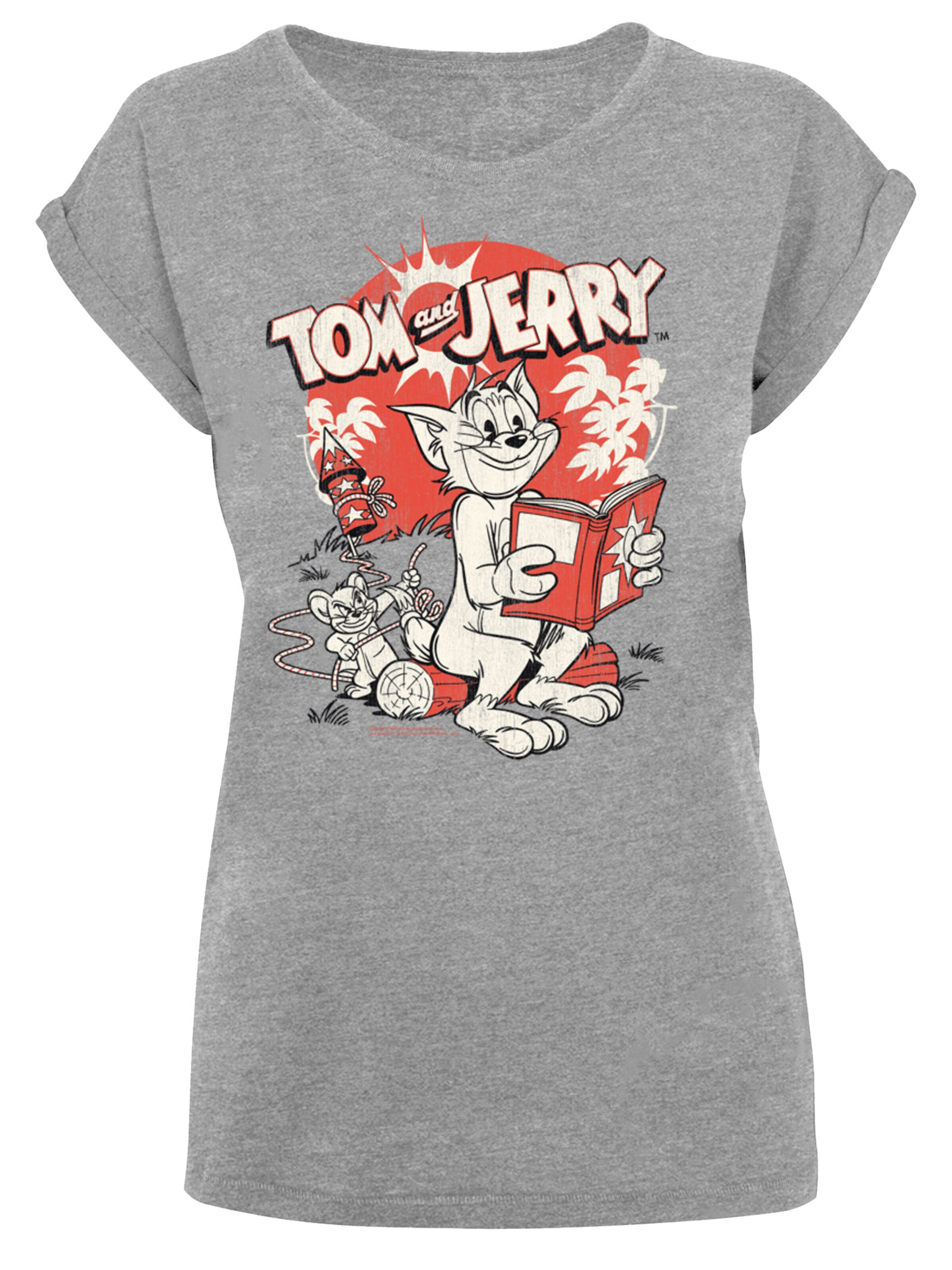 F4NT4STIC T-Shirt 'Tom And Jerry- Rocket Prank' in Grau: Vorderseite