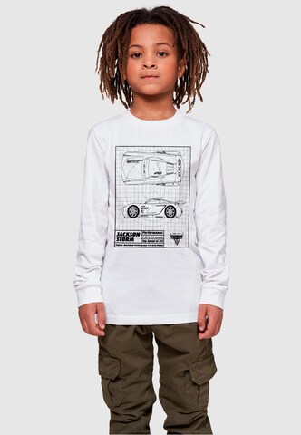 ABSOLUTE CULT Shirt 'Cars - Jackson Storm Blueprint' in White: front