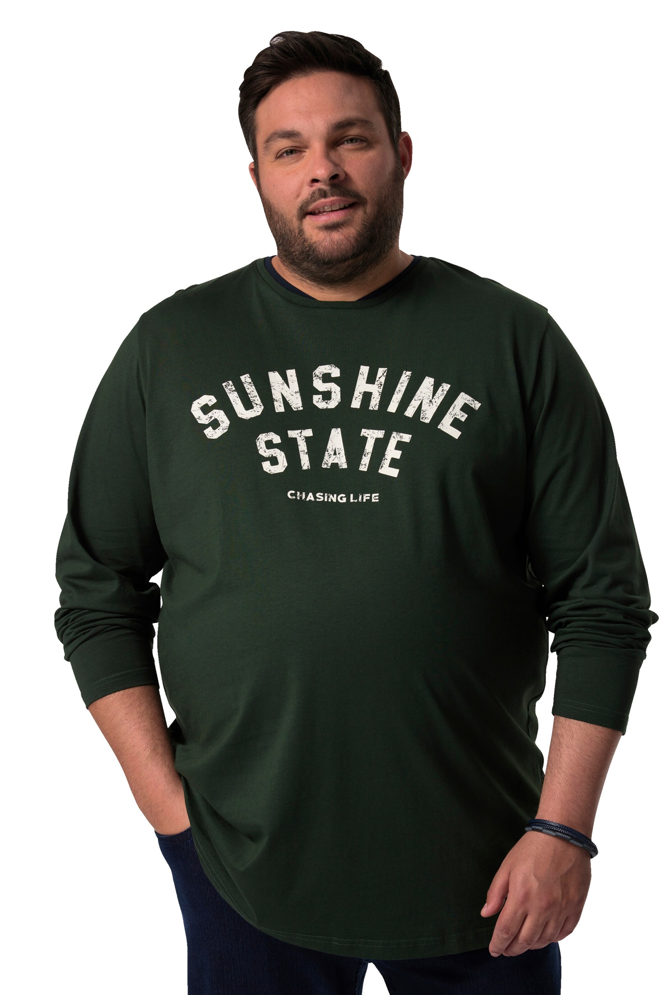 Men Plus Shirt in Zwart: voorkant