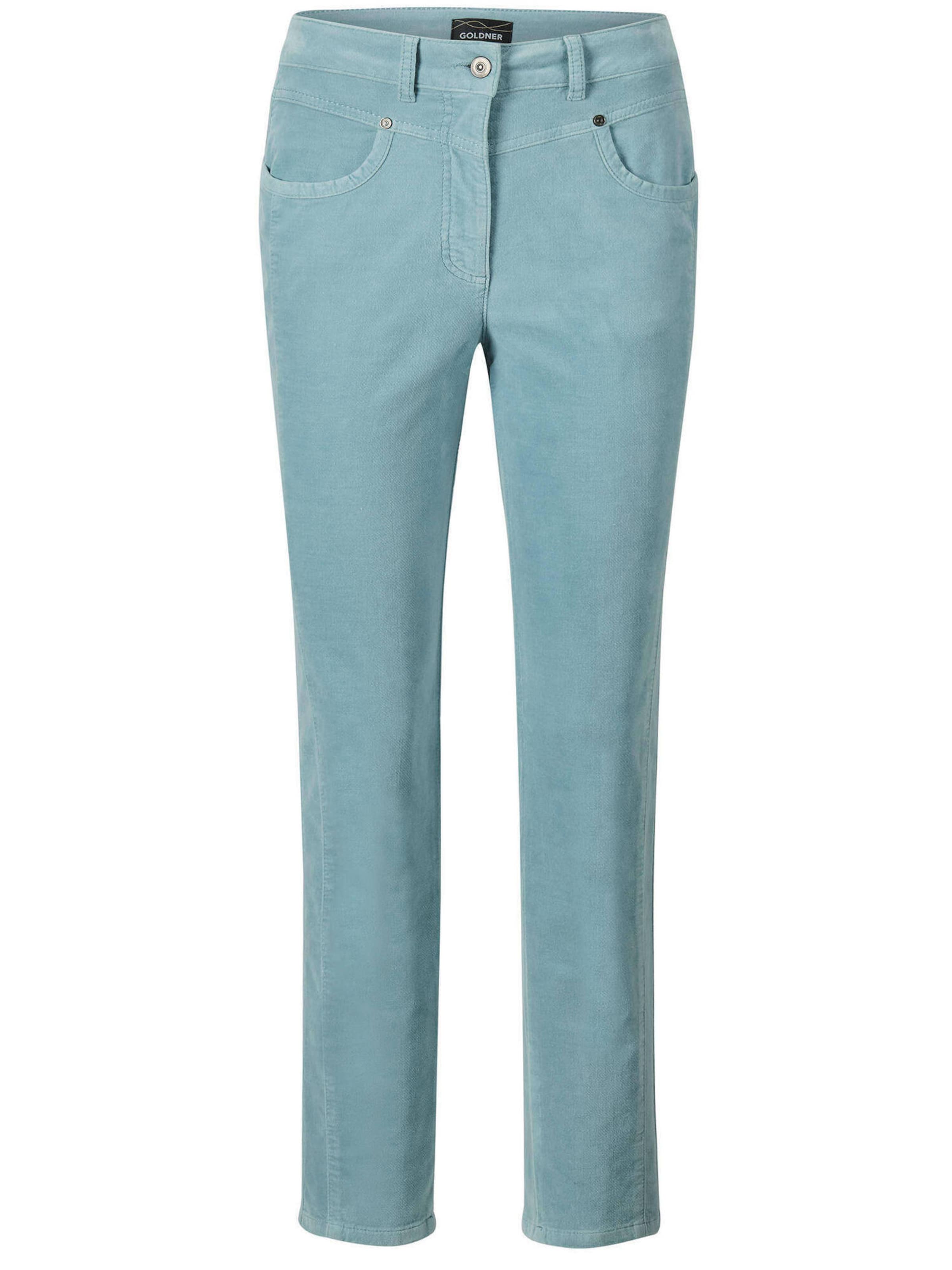 Goldner Slimfit Broek in Groen: voorkant