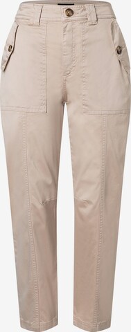 MORE & MORE Regular Pleat-Front Pants in Beige: front