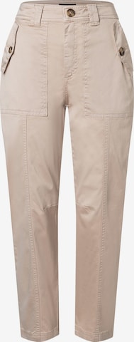 MORE & MORE Regular Pleat-Front Pants in Beige: front