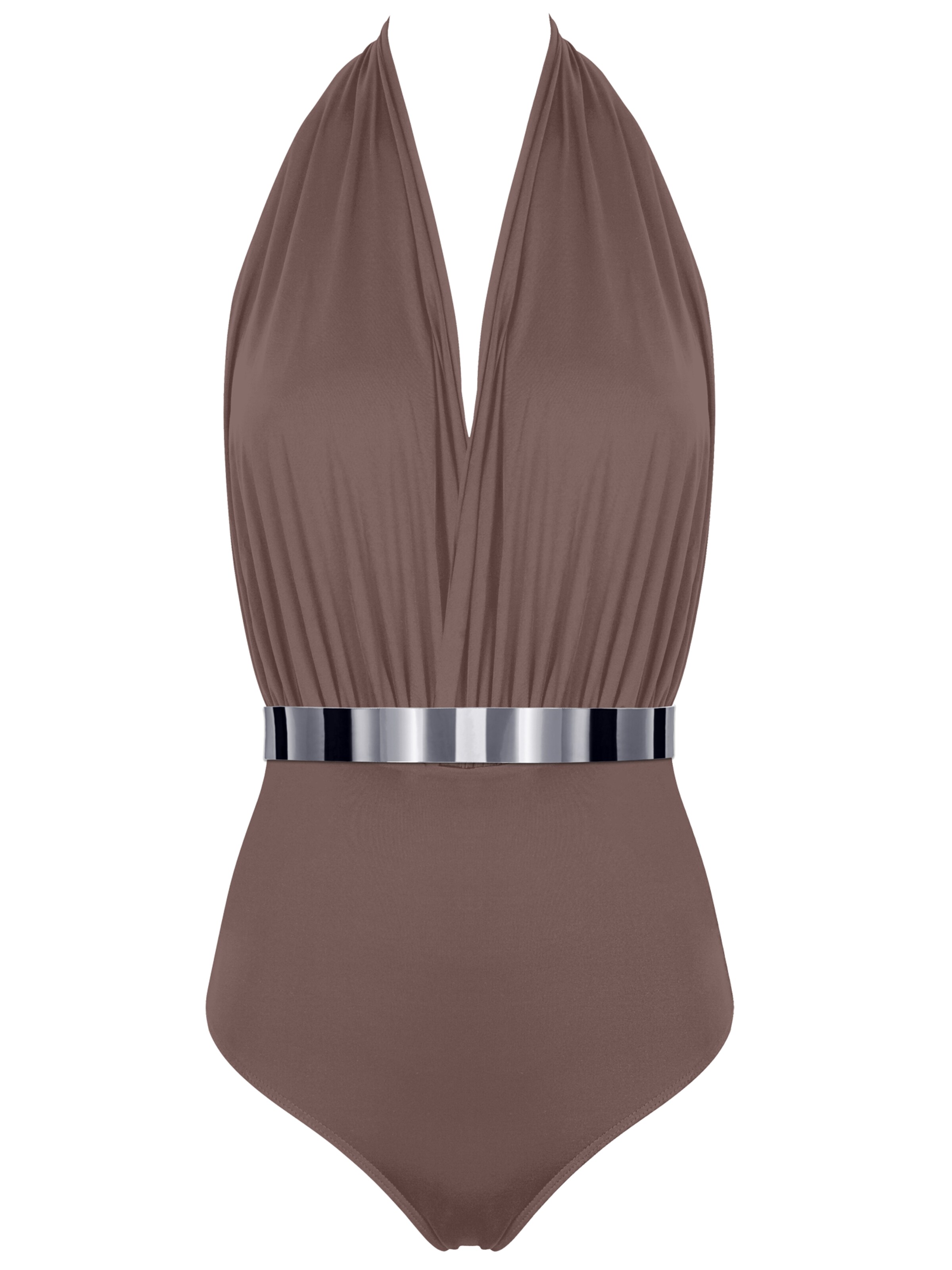 SEA ME SWIM Badeanzug 'ST. TROPEZ Silver Edition'‌‌‌‌‌ in Braun: Vorderseite