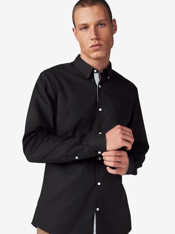 Next Slim fit Button Up Shirt in Black: front